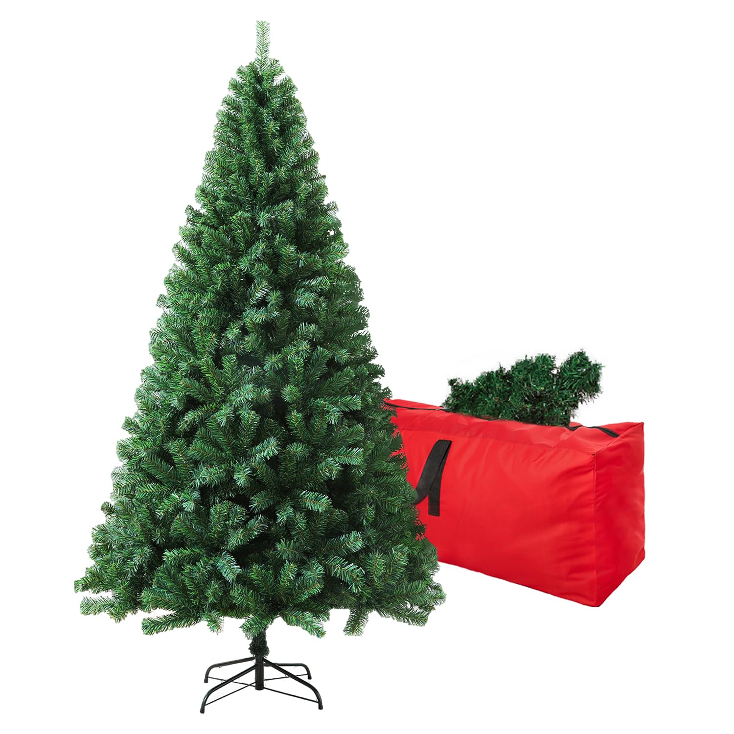CRSTAFU front view of 6ft tree showing full spruce shape and easy setup