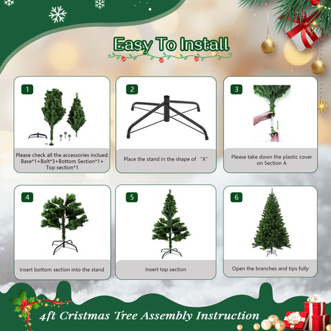 CRSTAFU 4ft tree next to gifts showing scale and space-saving size