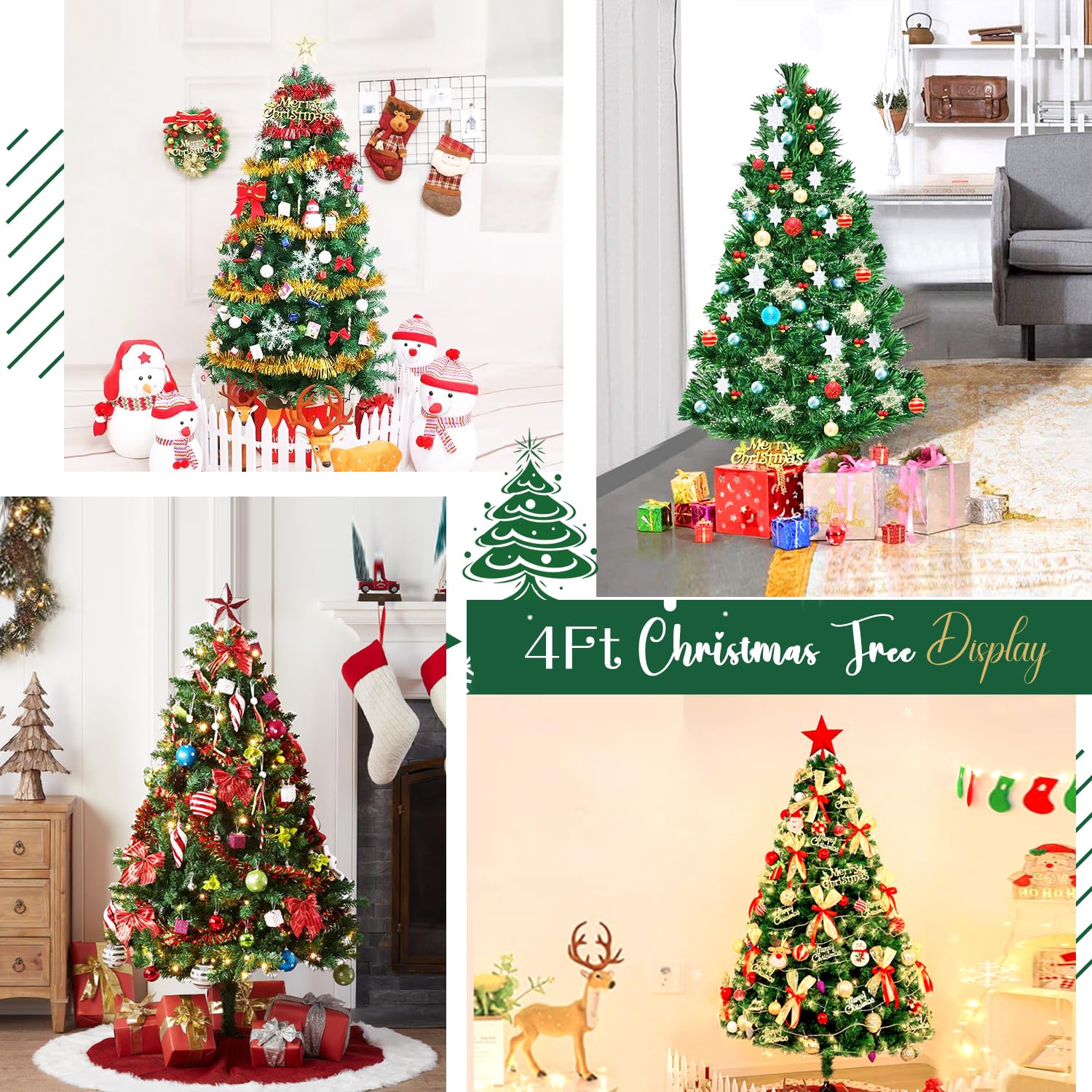 CRSTAFU tree staged in living room creating festive small-space ambiance