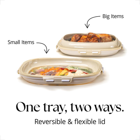 Crudités stack in fridge illustrating space-saving organization and easy access