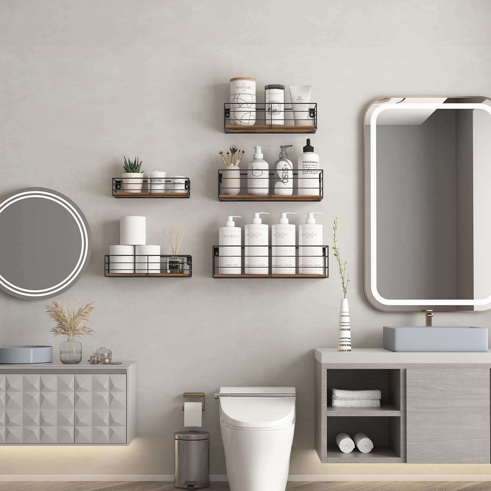 CRUGLA installed in bathroom showing organized toiletries benefit