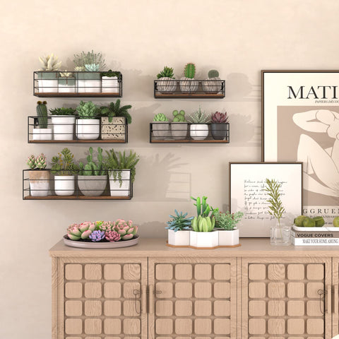 CRUGLA stacked shelves showing all five sizes for flexible layout benefit