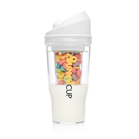 CRUNCHCUP front view in white showing compact travel-ready design