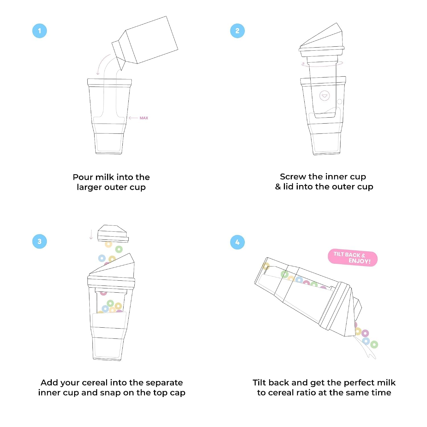 CRUNCHCUP milk chamber close-up showing leak-control detail