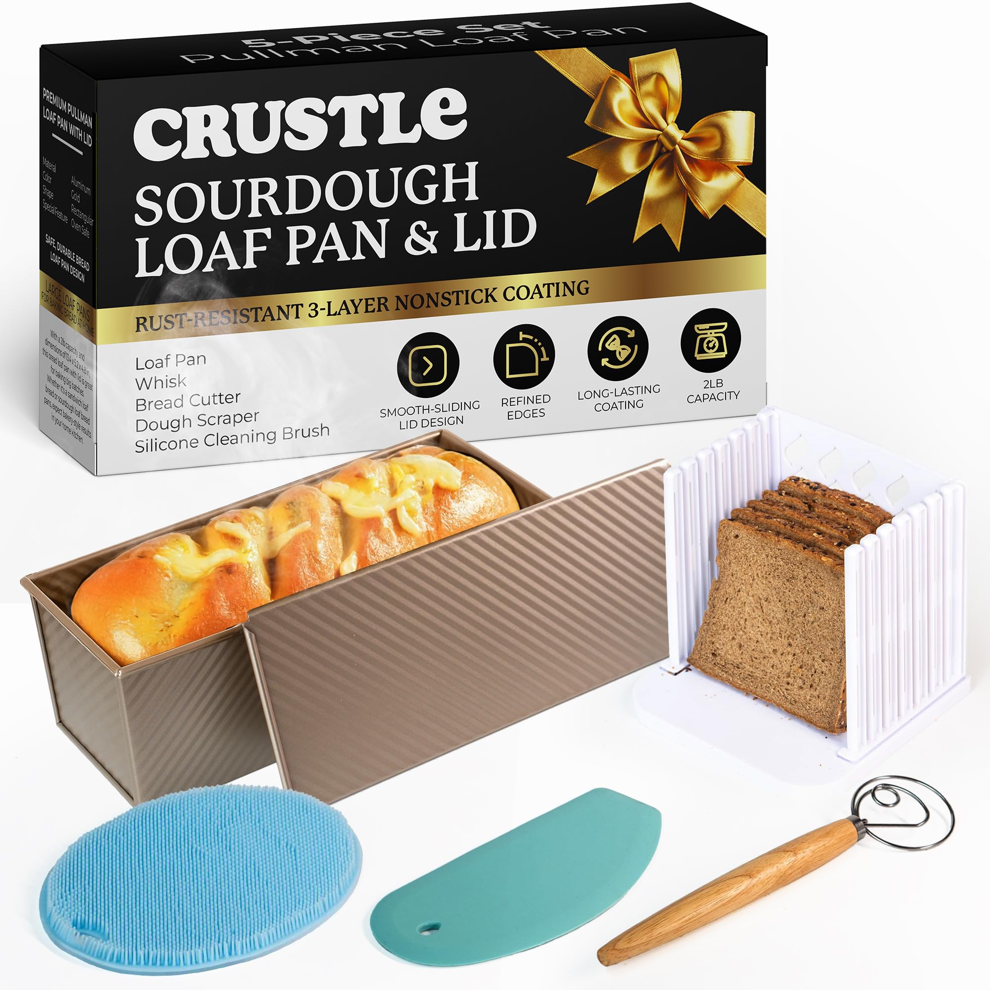 CRUSTLE front view of Pullman loaf pan showing neat finish and benefit of even baking