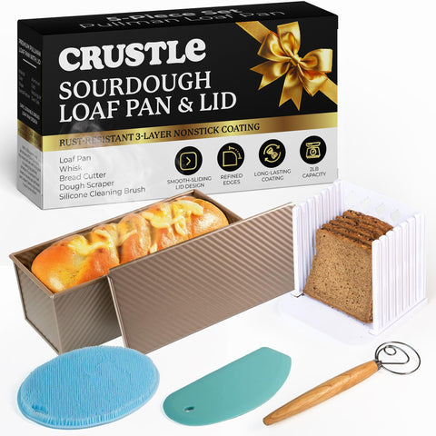 CRUSTLE front view of Pullman loaf pan showing neat finish and benefit of even baking