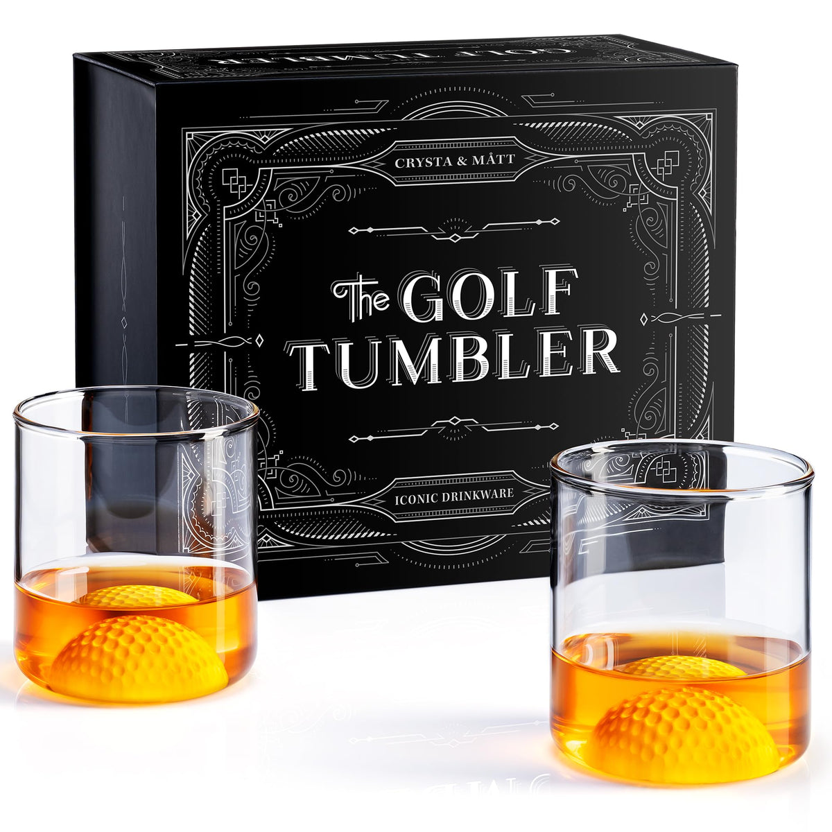 CRYSTA & MÅTT front packaging showing gift-ready box and two glasses