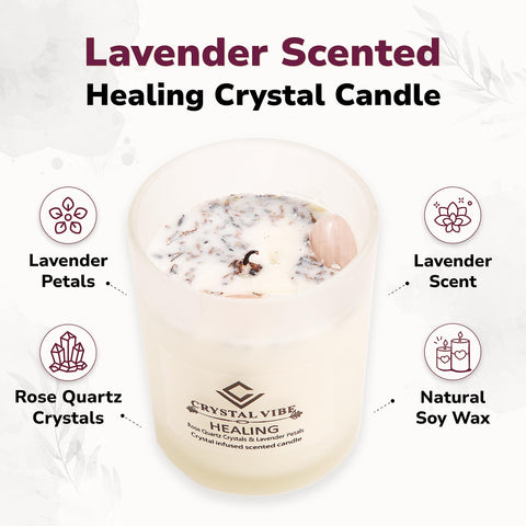 Crystal Vibe lit candle in living room creating cozy ambient light