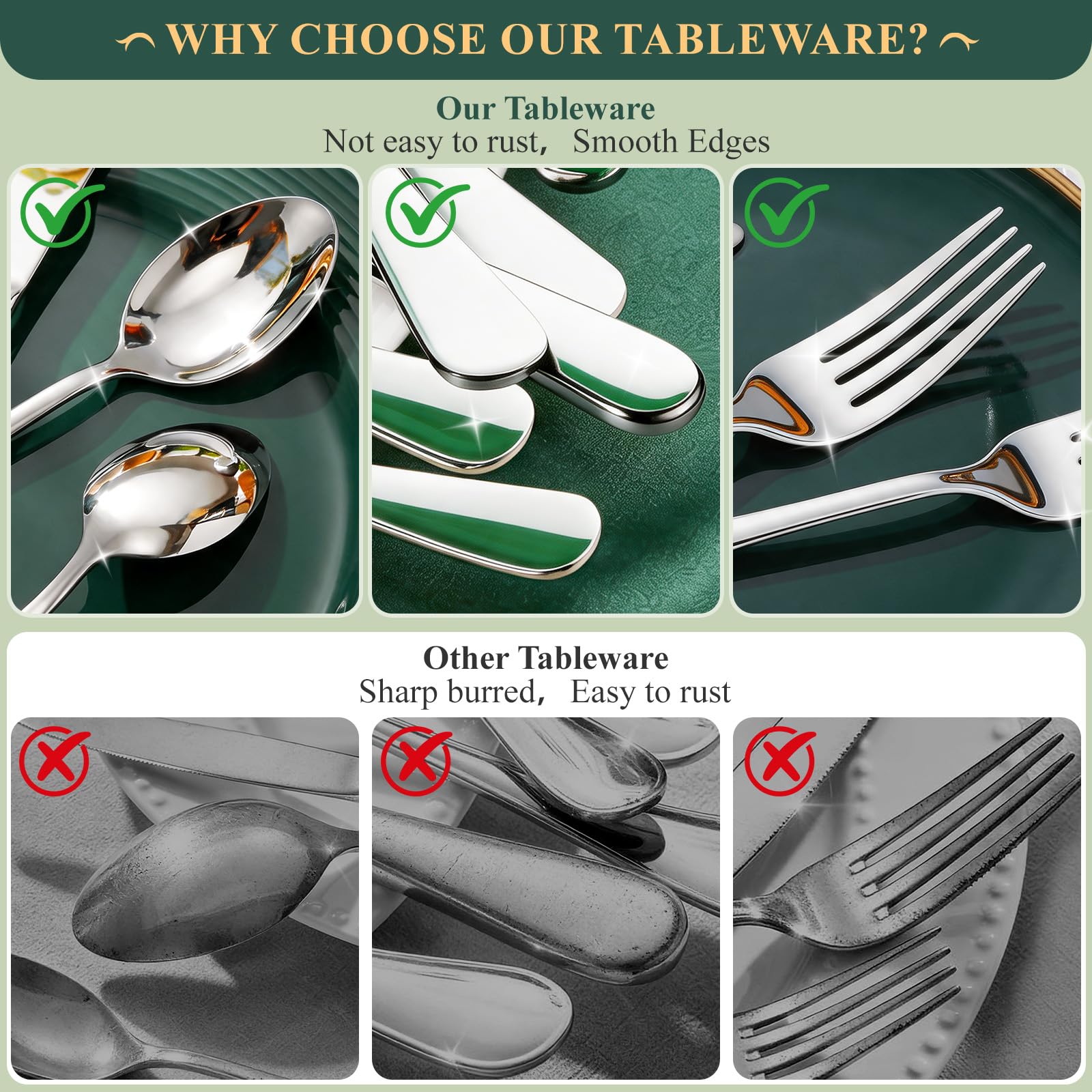 Csoravist steak knives cutting steak demonstrating sharpness and table readiness