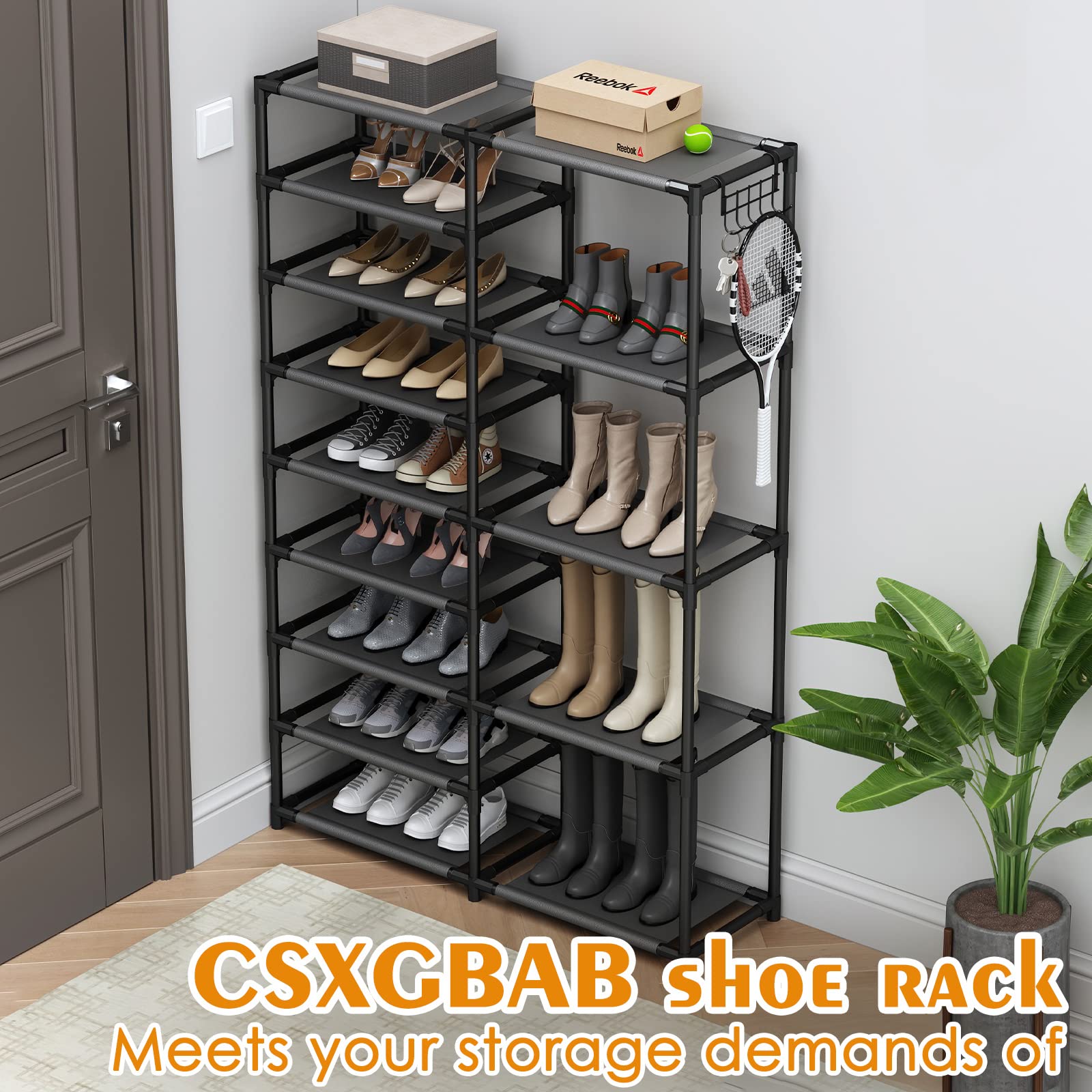 CSXGBAB two rows of hooks holding umbrellas and bags for quick-access organization benefit