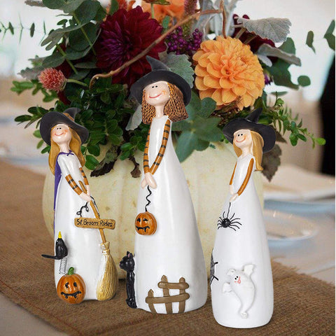 CT DISCOUNT STORE witches on a mantel with fall decor showing styling benefit