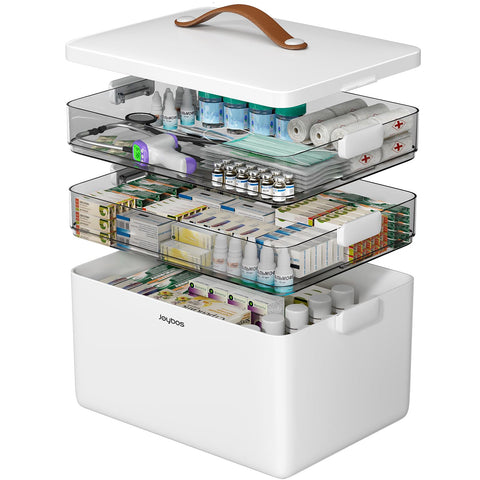 CTIME front view of 3-tier medicine organizer showing compact design and neat storage