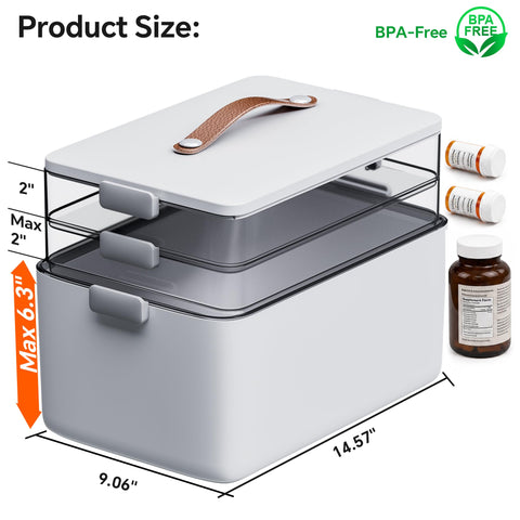CTIME interior loaded with medication bottles to show usable capacity and organization
