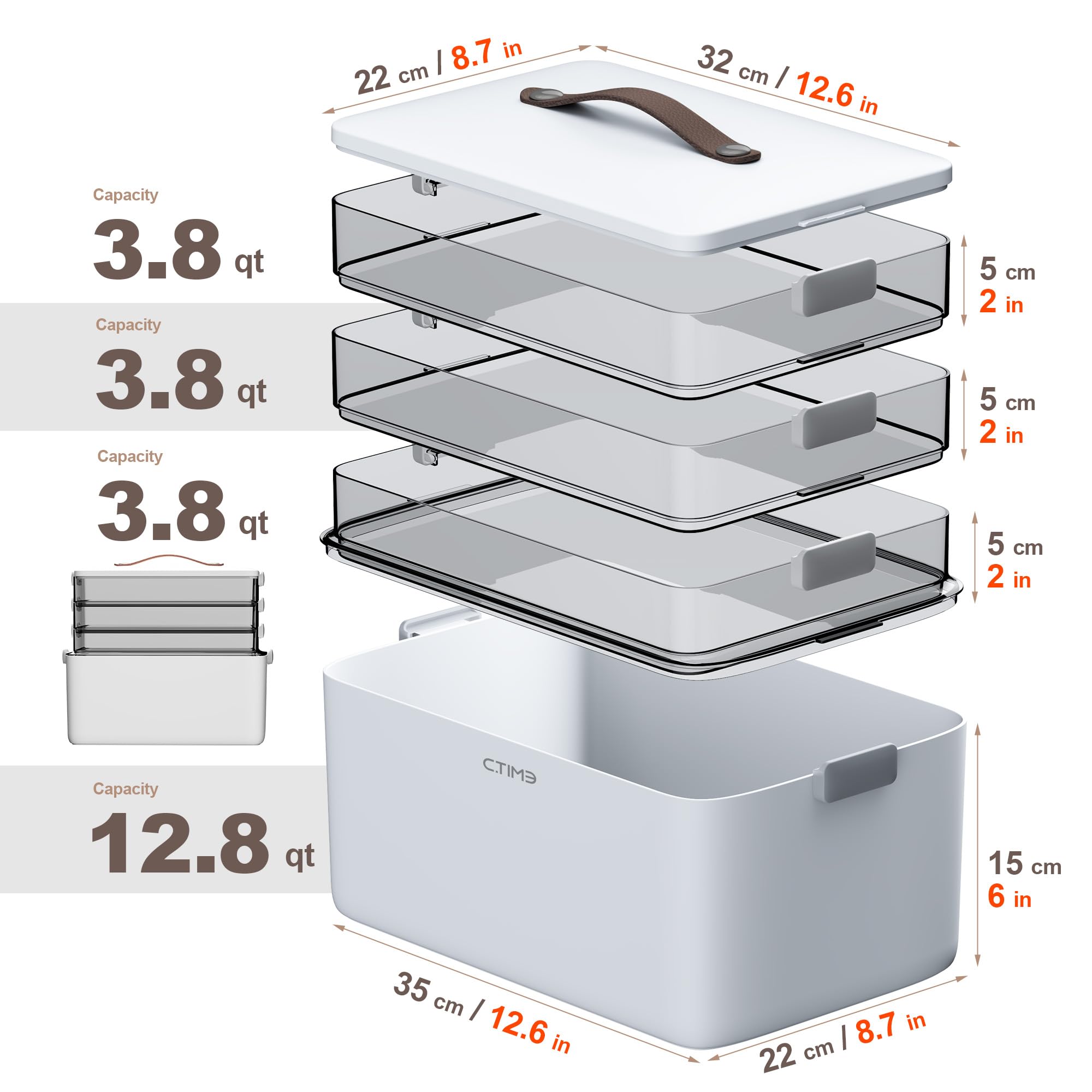 CTIME tray texture detail illustrating durable, shaded trays