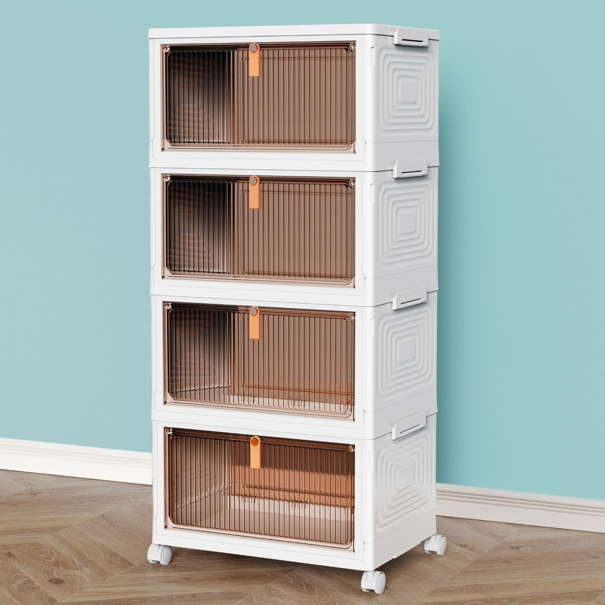 CTSNSLH stacked storage bins front view showing organized clear access
