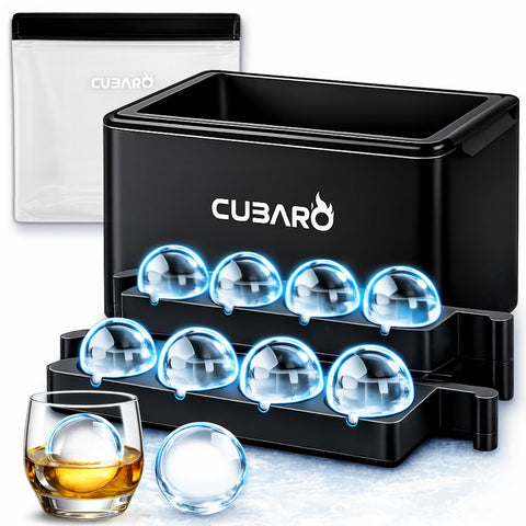 CUBARO front packaging showing clear ice kit and premium design benefit