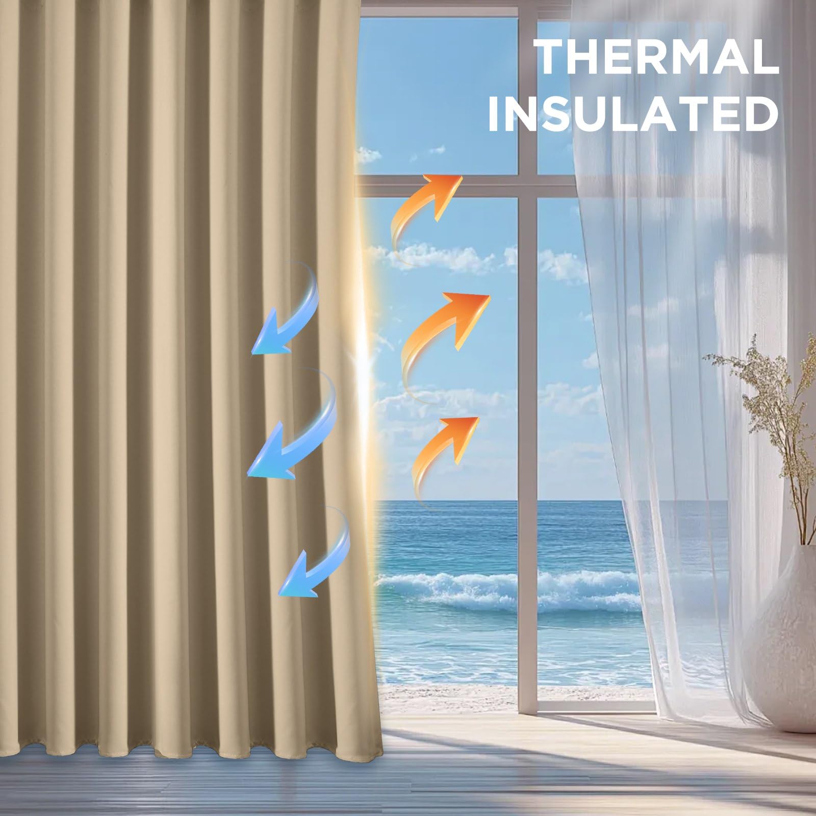 CUCRAF curtains in staged living room improving privacy and reducing glare