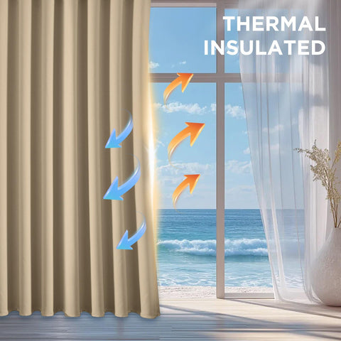 CUCRAF curtains in staged living room improving privacy and reducing glare