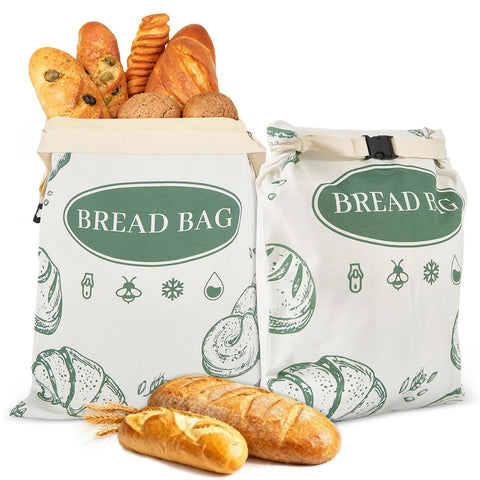 CUIJIALAHA front view of zippered bread bags showing roomy size benefit