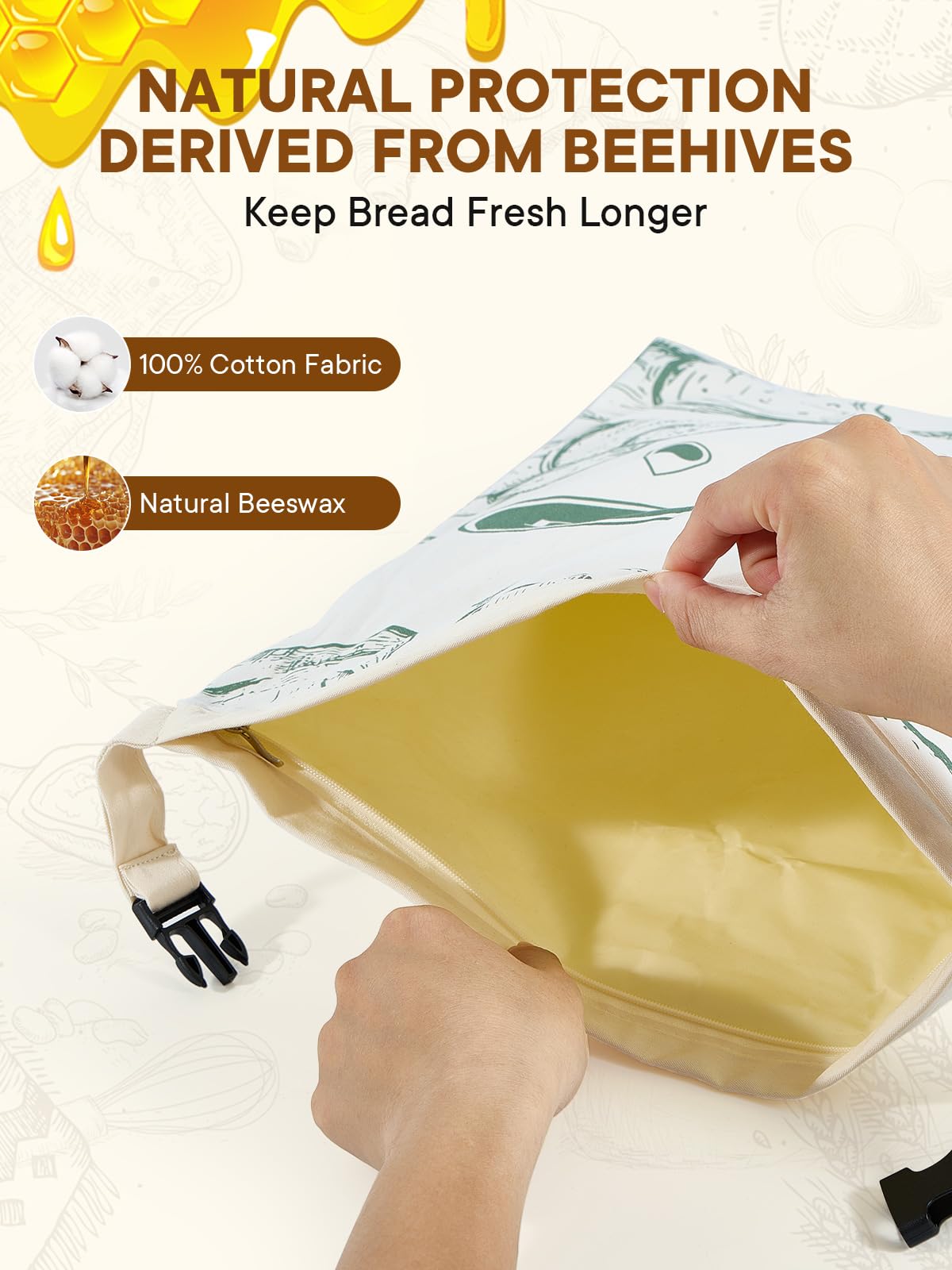 CUIJIALAHA open bag holding sourdough loaf for fresh storage