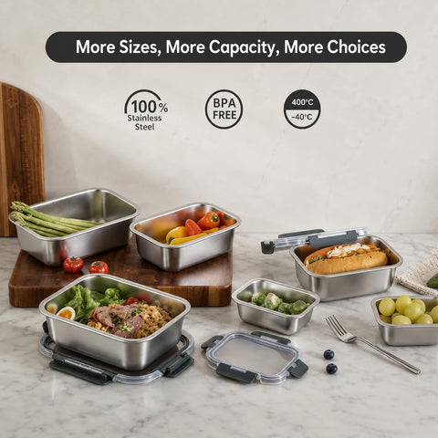 Cuiselect open set displaying all four sizes for versatile meal prep