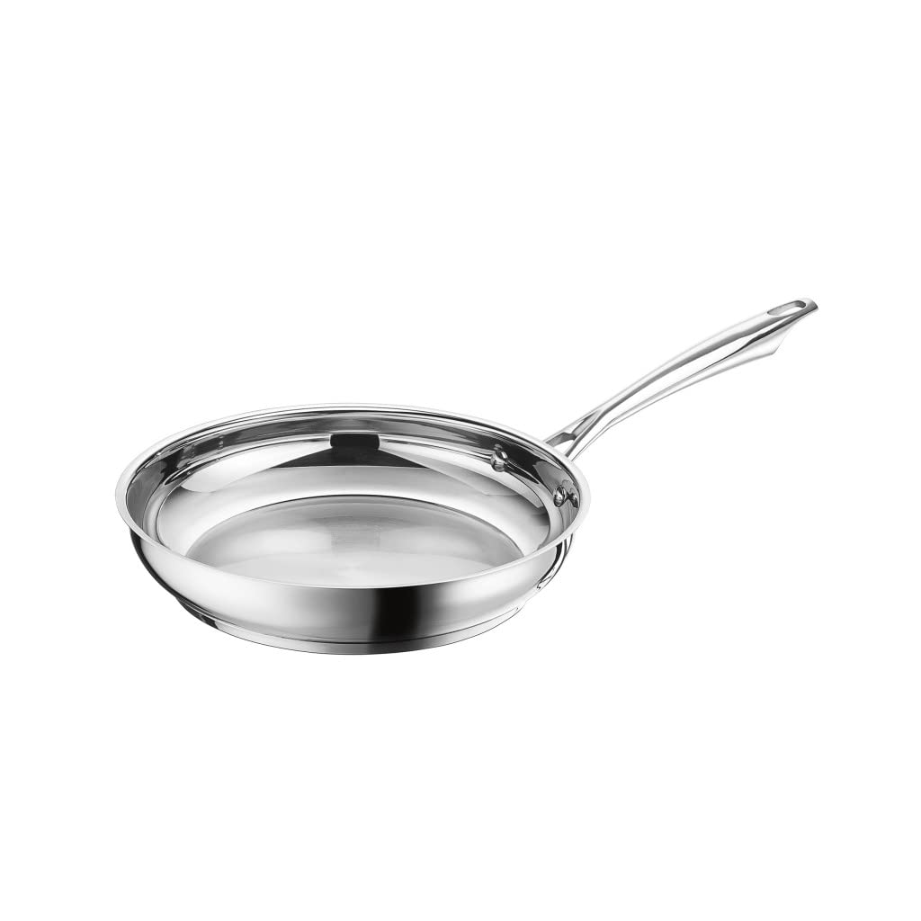 Cuisinart 8-inch skillet front view showing polished stainless and cooking surface benefit: professional appearance