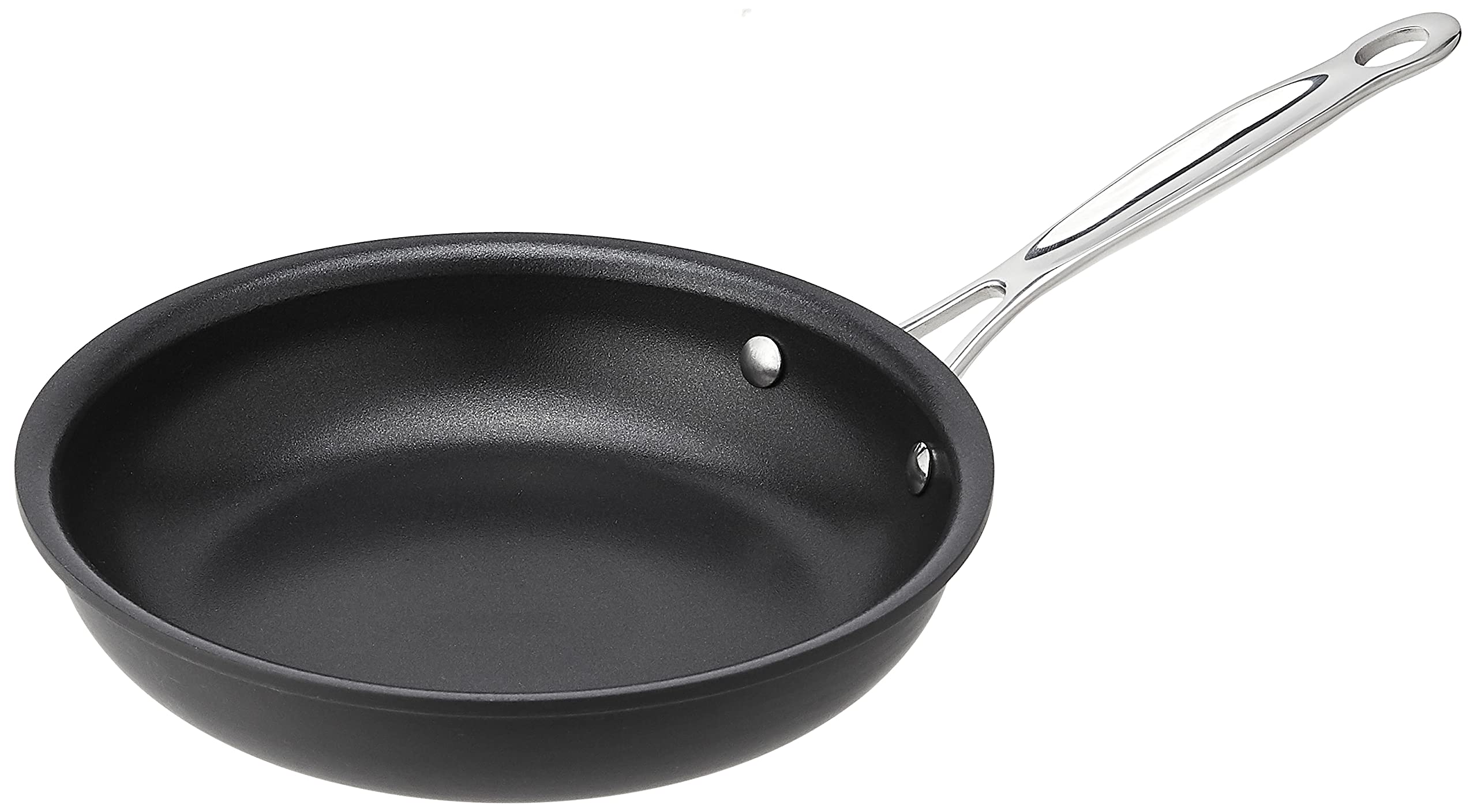 Cuisinart 8-inch skillet front view showing shape and even heating benefits