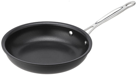 Cuisinart 8-inch skillet front view showing shape and even heating benefits