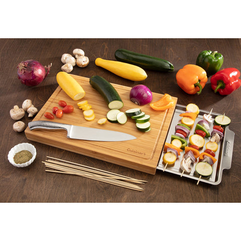 Cuisinart bamboo surface close-up showing grain and knife-friendly finish