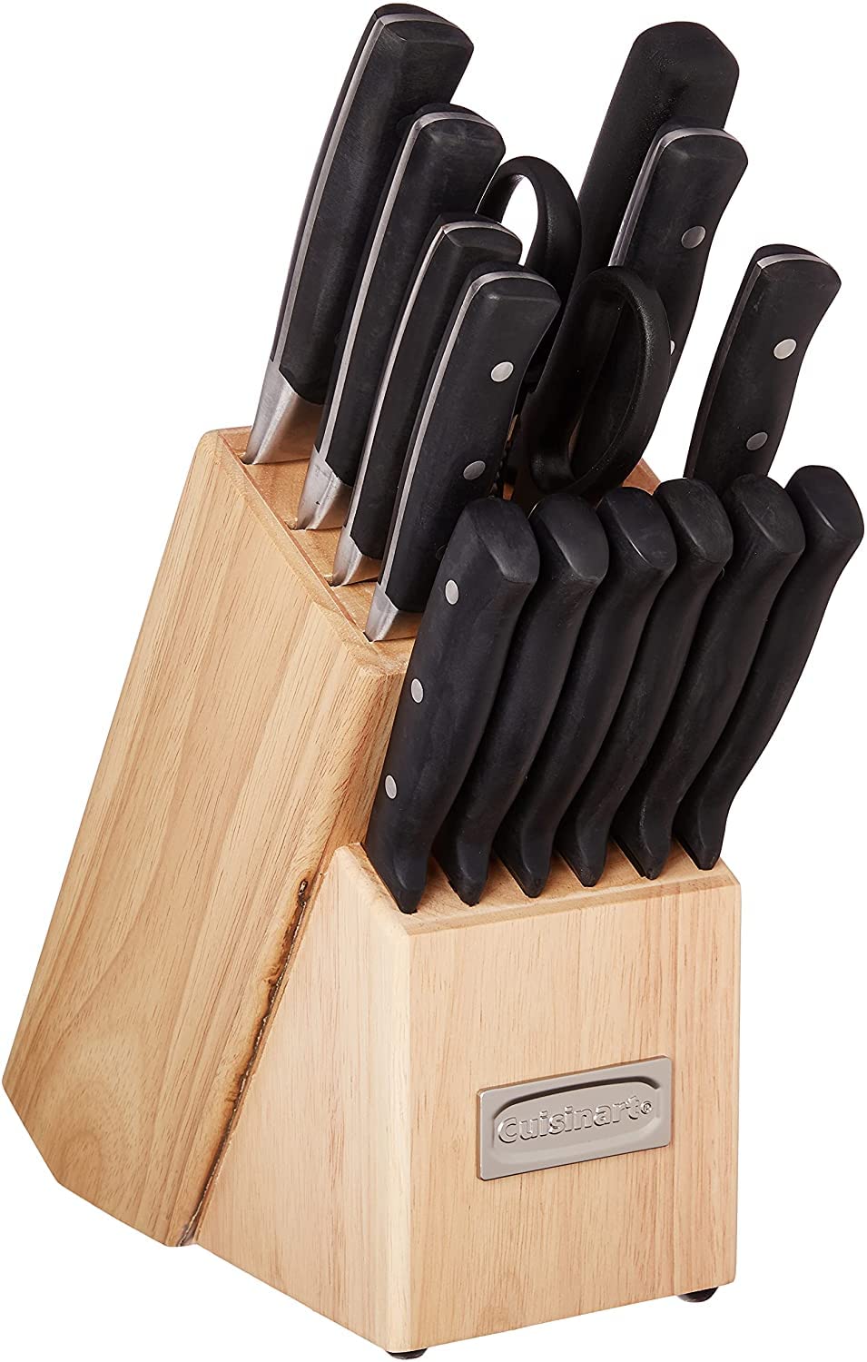 Cuisinart block front view showing organized knives and tidy countertop storage