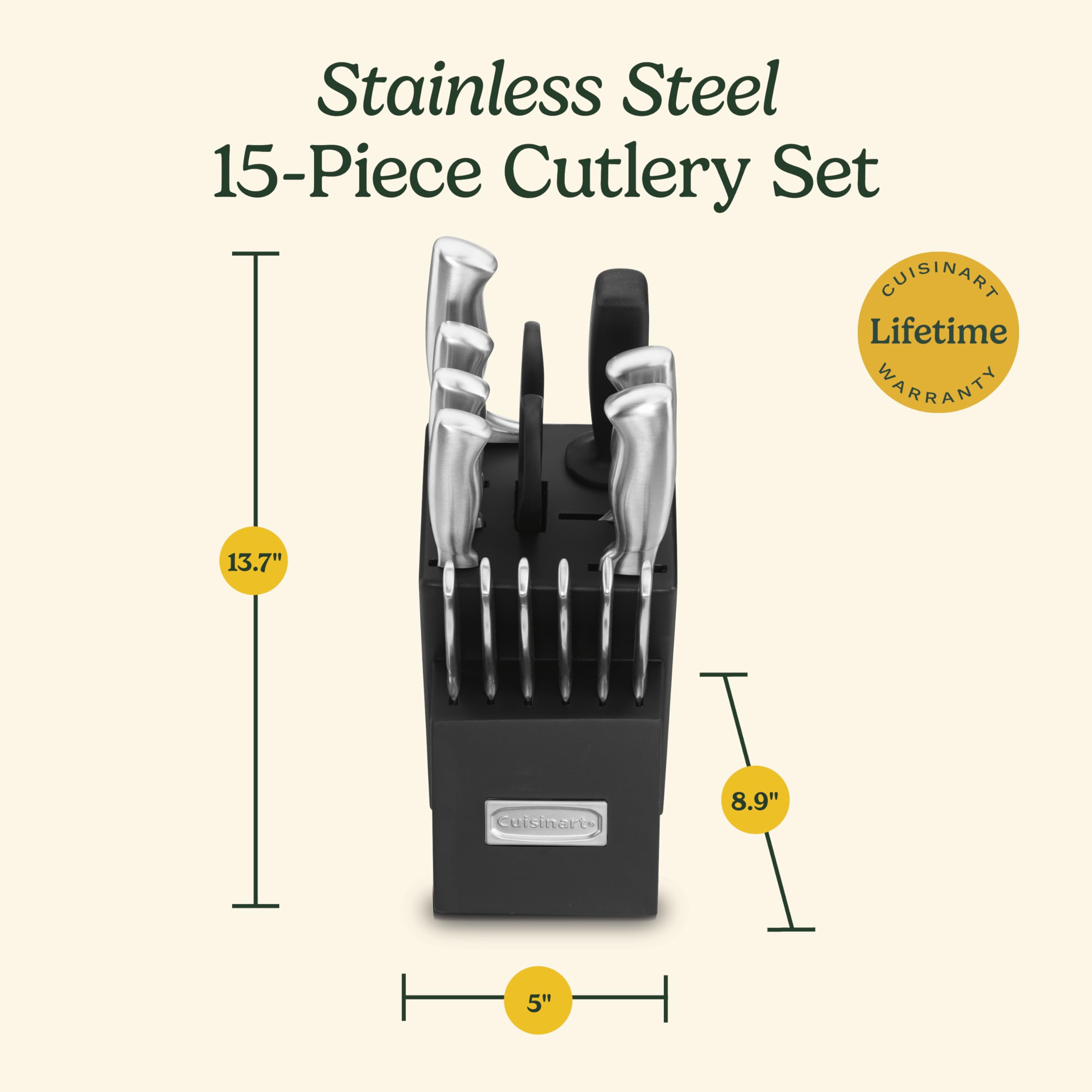 Cuisinart knife block next to common items showing size and countertop footprint for space planning