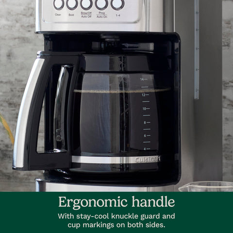 Cuisinart carafe seated in compatible DCC-series brewer demonstrating secure fit