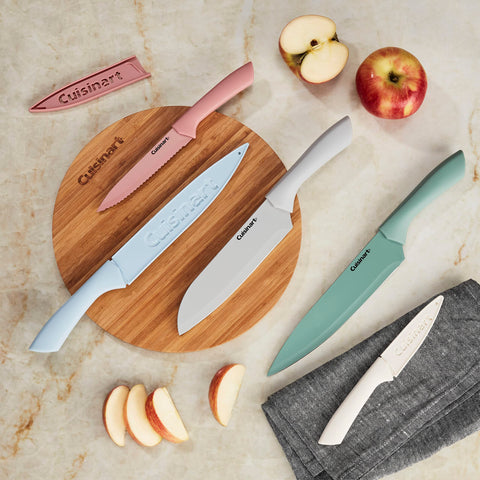 Cuisinart ceramic-coated blade close-up highlighting smooth nonstick finish and slicing ease