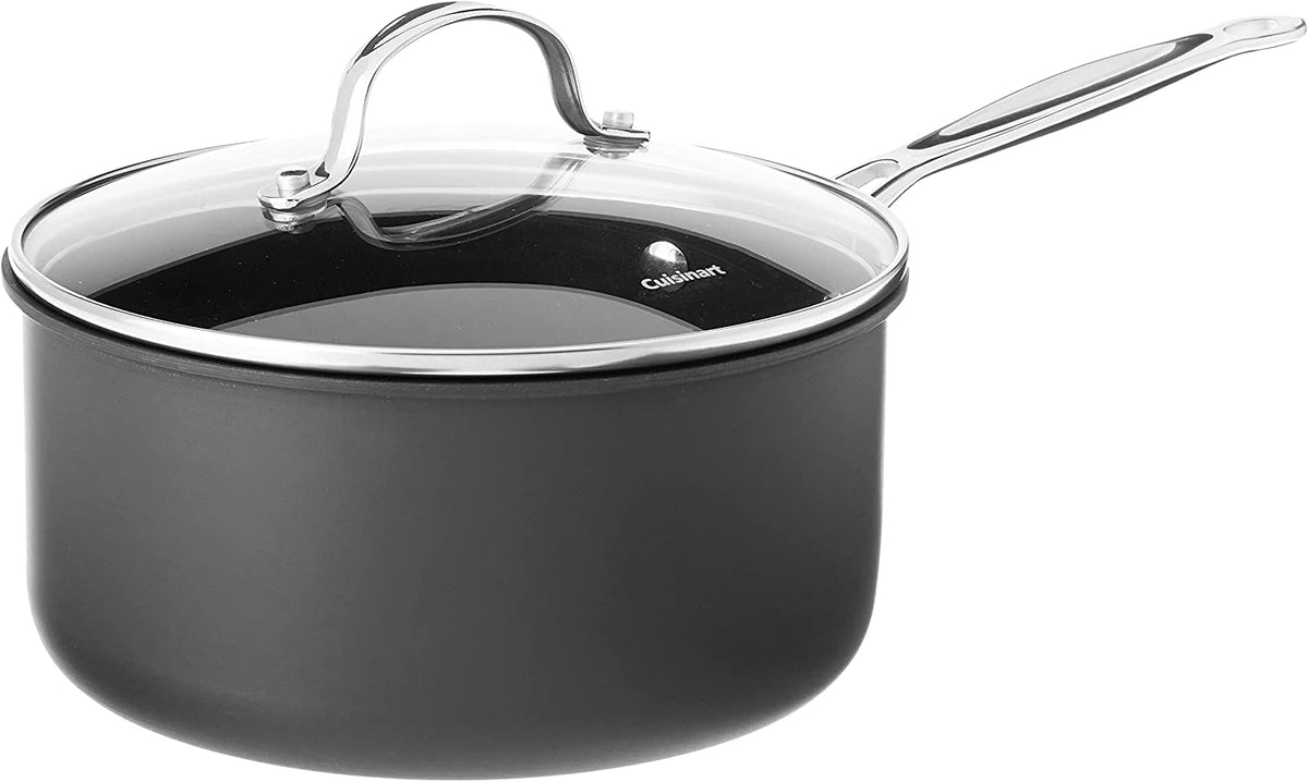 Cuisinart front view of 3‑quart saucepan showing shape and finish for versatile cooking