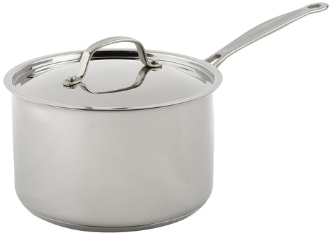 Cuisinart saucepan beside wooden spoon shows 4-quart scale and everyday kitchen compatibility