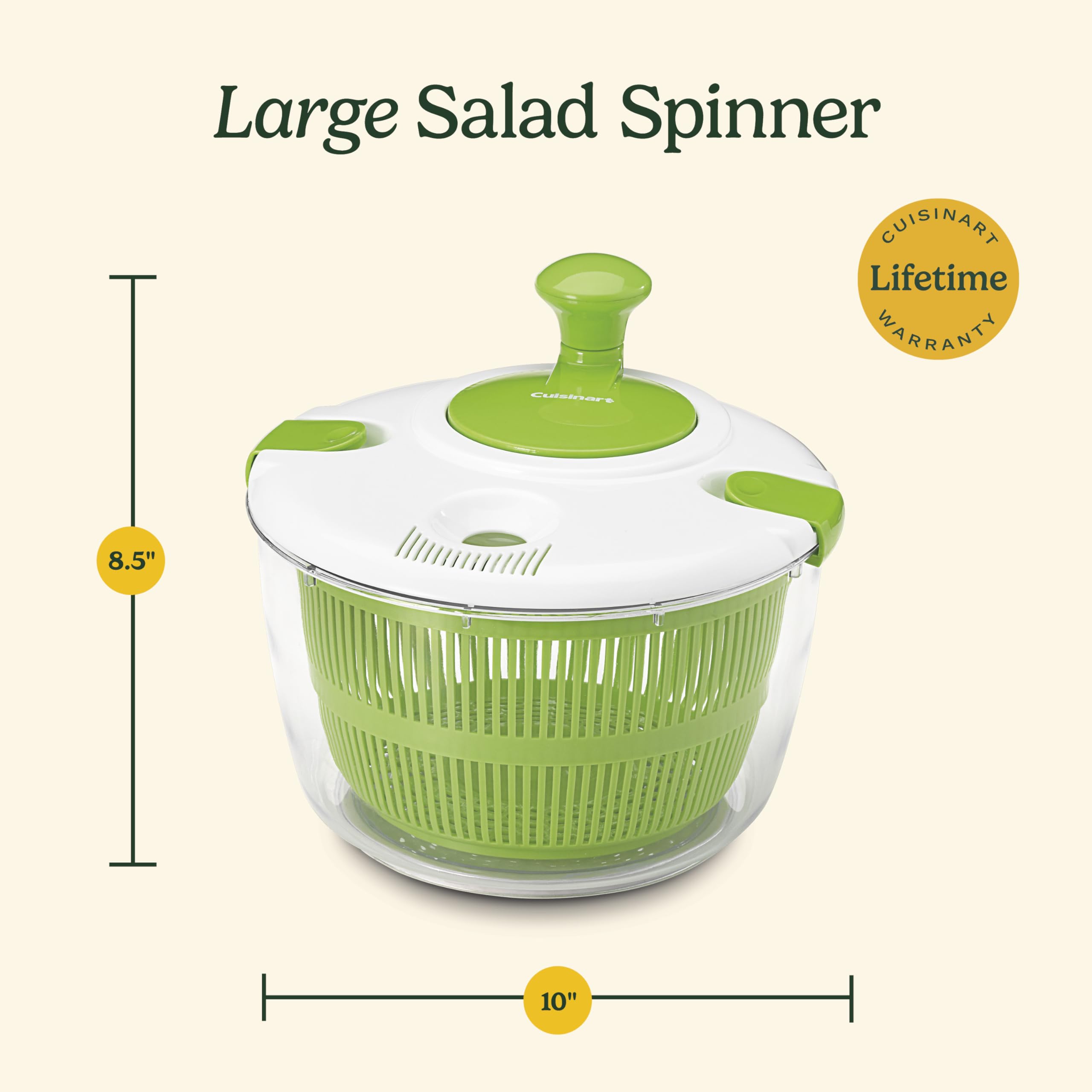 Cuisinart clear bowl used as serving dish with salad ready to serve, saving an extra dish