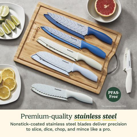 Cuisinart close-up of nonstick-coated stainless blade demonstrating easier food release