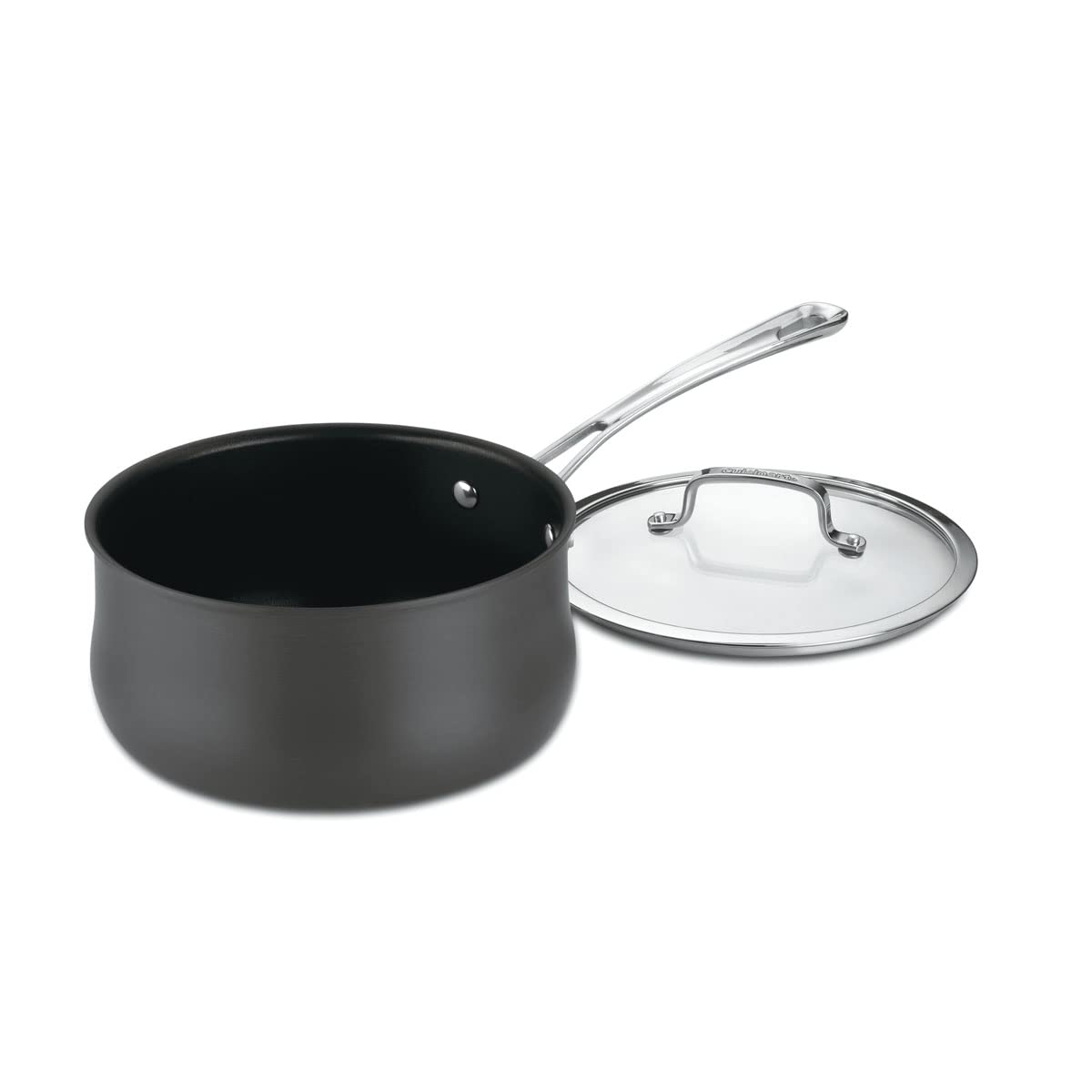 Cuisinart Contour saucepan front view shows sleek finish and durable nonstick
