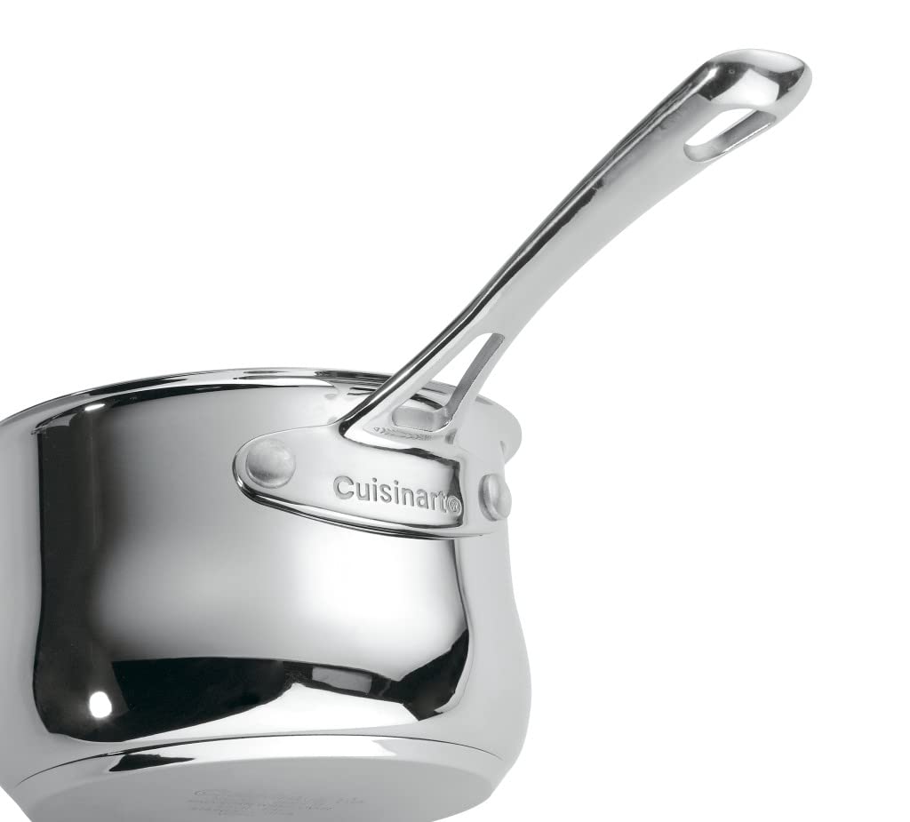 Cuisinart saucepan cooking on stovetop demonstrating even heat distribution benefit