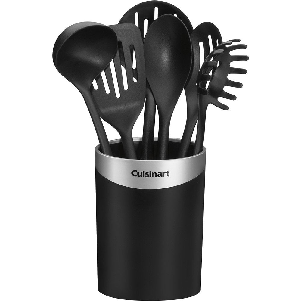 Cuisinart curve crock front view showing tools organized for easy reach and tidy countertop