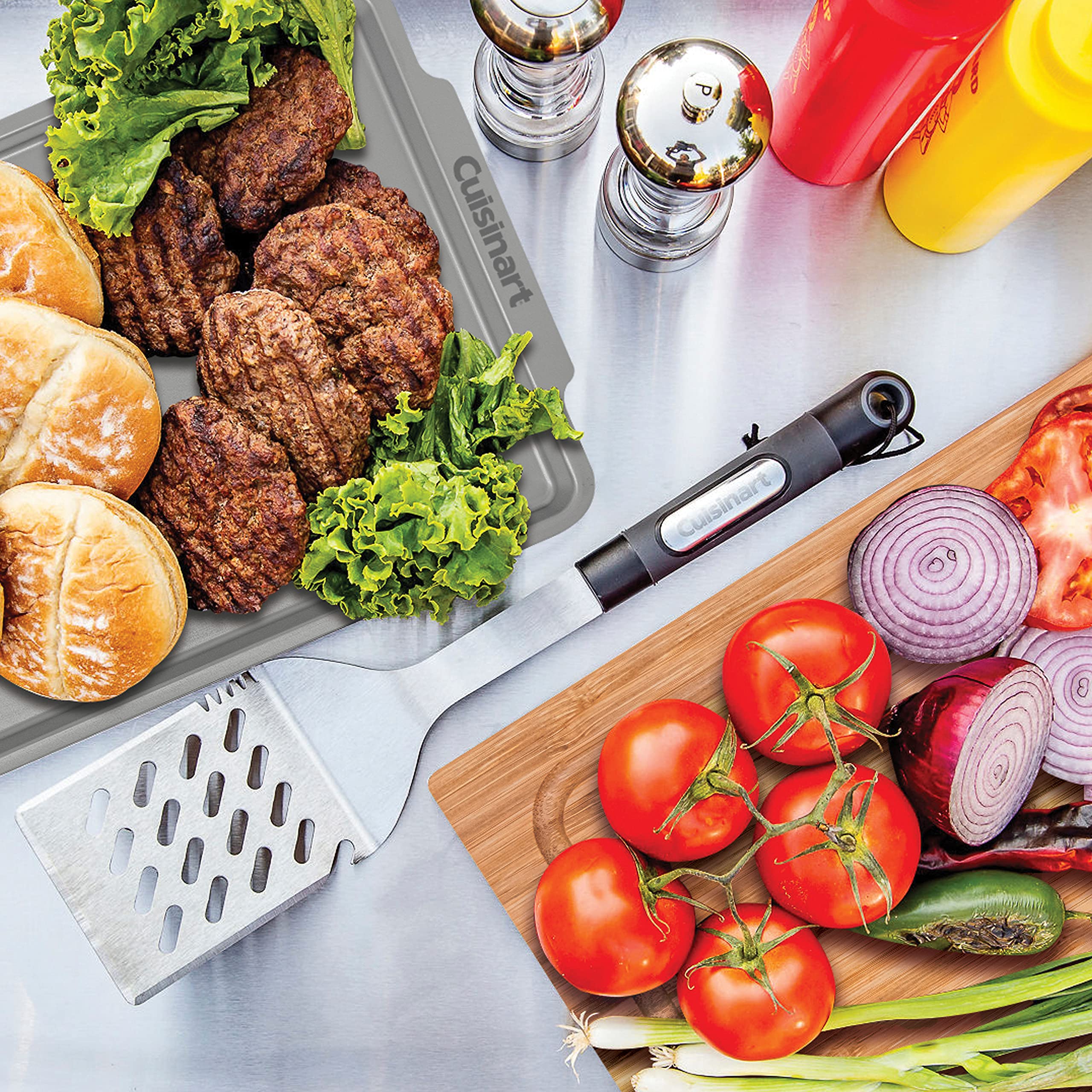 Cuisinart cutting board arranged with prepped vegetables for efficient prep