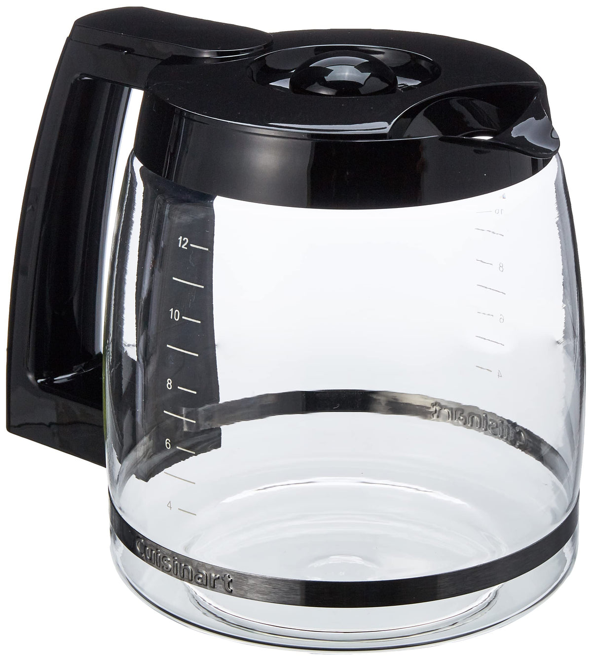 Cuisinart front view of 12-cup glass carafe showing full design and capacity