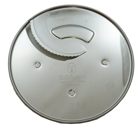 Cuisinart DLC-042TX-1 front view showing stainless steel disc and sharp slicing surface for reliable performance