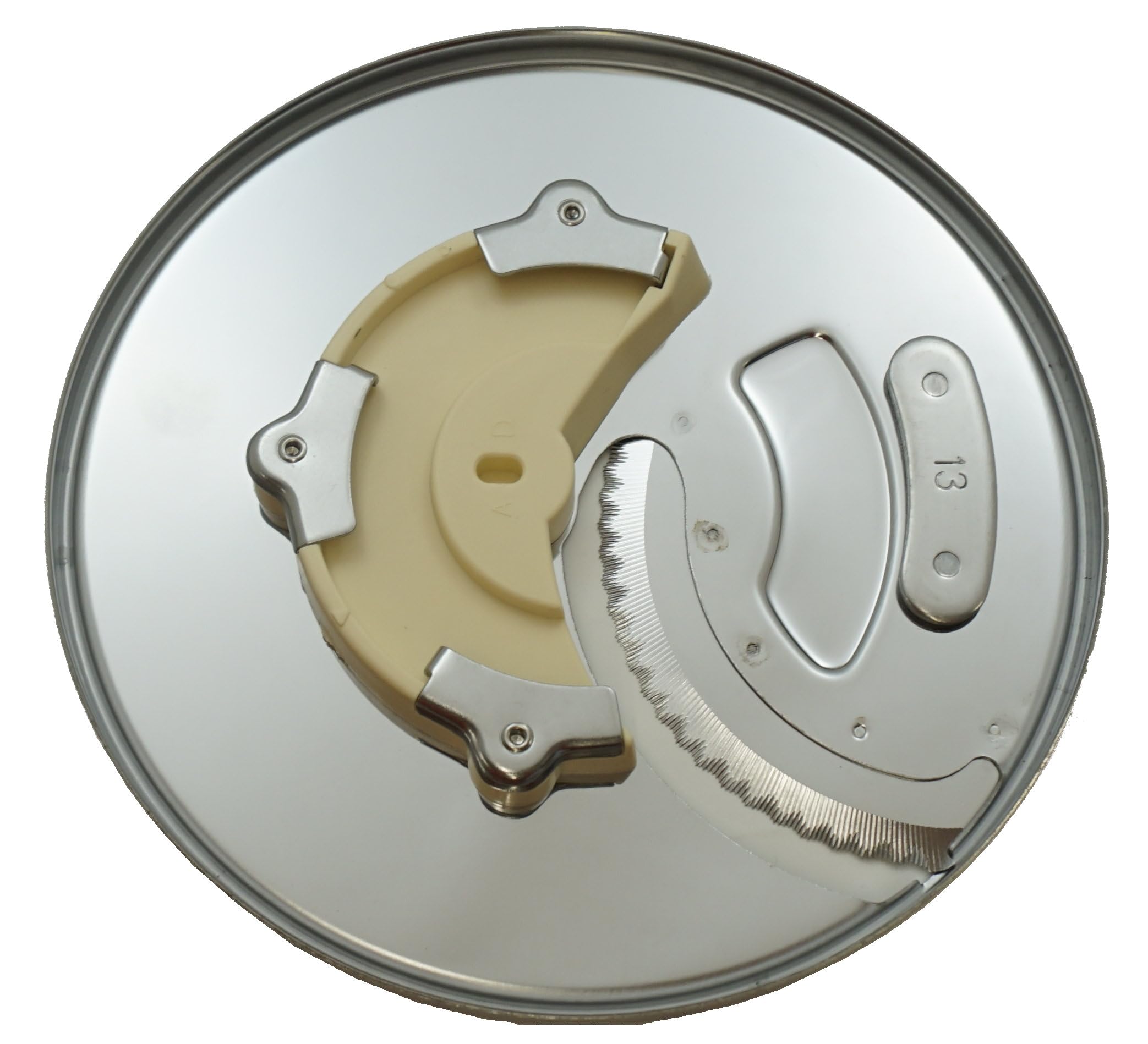 Cuisinart disc installed in food processor demonstrating exact OEM fit and consistent 2mm slicing
