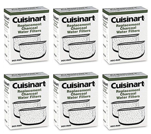 Cuisinart retail box of DCC-RWF filters showing packaging and included two-filter packs, ensuring easy replacements