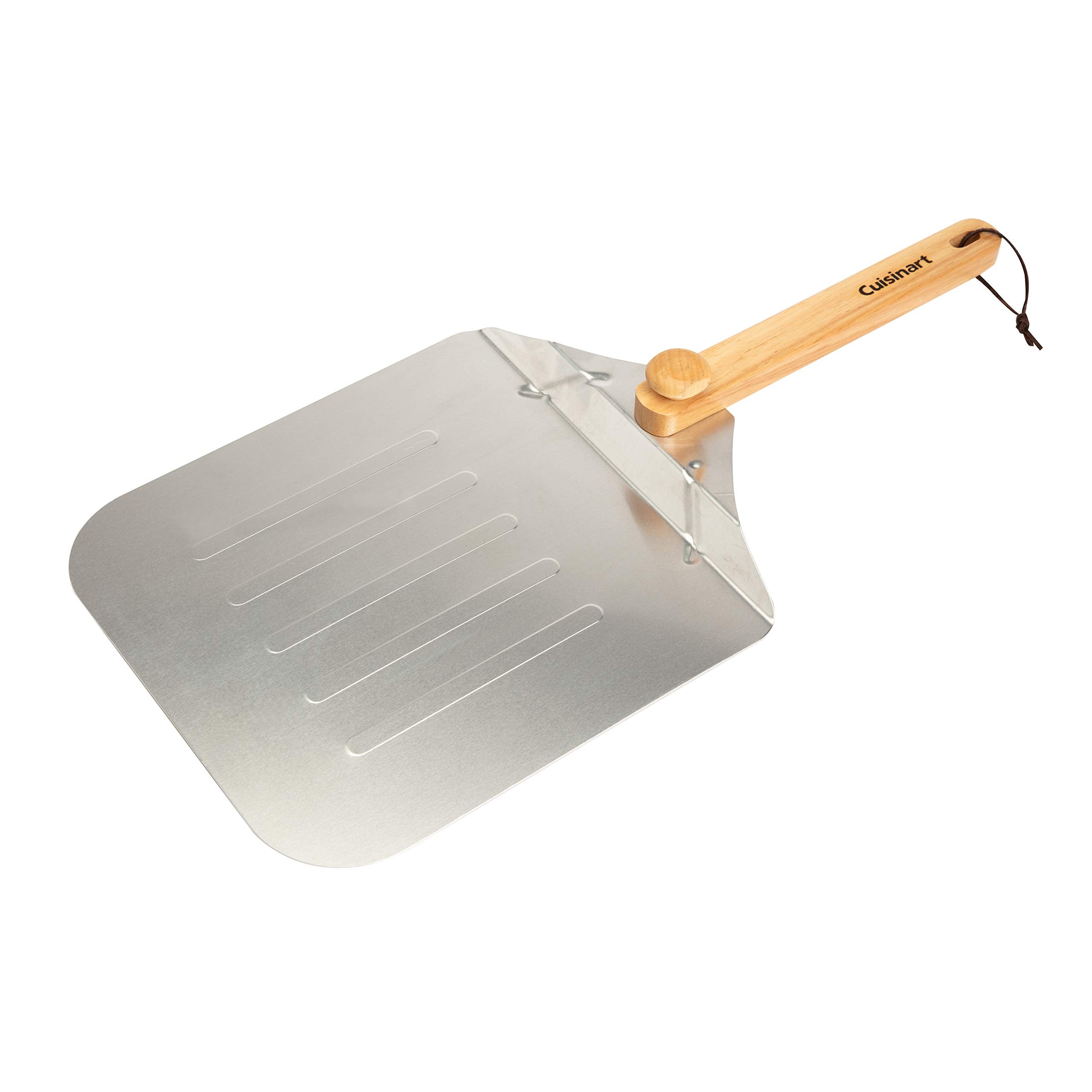 Cuisinart front view of aluminum pizza peel showing full paddle benefit