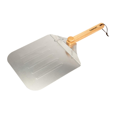 Cuisinart front view of aluminum pizza peel showing full paddle benefit