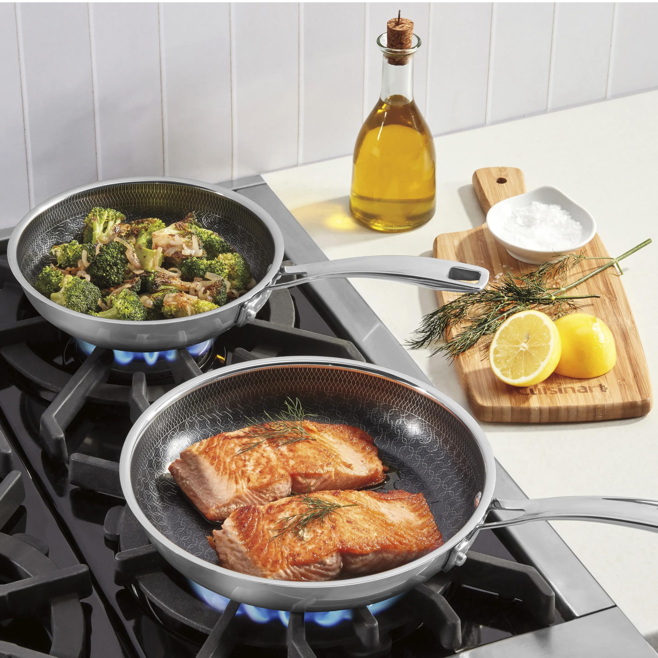Cuisinart cast stainless cool-grip handle close-up for comfortable control