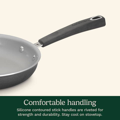 Cuisinart riveted silicone handle detail showing cool-grip comfort and secure hold