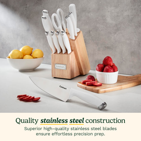 Cuisinart ergonomic white handle profile delivering comfortable grip and control